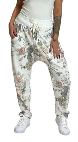 Mississhop Boyfriend-Hose Damen Hose Sweatpants Jogginghose Blumen M.130