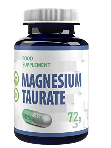 Magnesium Taurate 2000mg pro Portion 120 Vegane Kapseln, Laborgeprüft, Hochdosiert, Nicht GVO & Glutenfrei