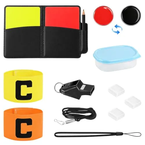 HURODZ Schiedsrichter Set, Schiri Set mit Schiedsrichter Pfeife Rot Gelb Schiedsrichter Karte Tasche Punktebuch, FußBall Schiedsrichter Karten Set für Fußballspiel, Sporttraining