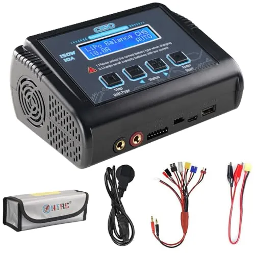 HTRC C150 LiPo ladegerät RC Ladegerät Entlader mit Balancer 150W 10A für LiPO Lilon Life LiHV NiMH NiCD PB Smart Akku, Eingebautes Netzteil und Lüfter