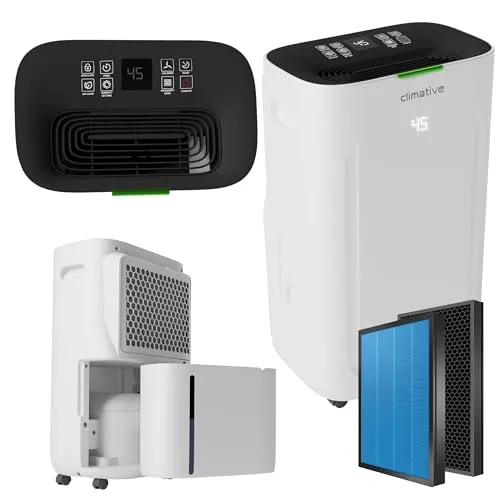 Climative Luftentfeuchter Elektrisch SILENT ION 20L/24h - 2-in-1 Luftentfeuchter & Luftreiniger mit HEPA-Filter H13, ideal gegen Feuchtigkeit, Schimmel & Gerüche bis 40 m². WLAN Steuerung und leiser Betrieb für ein gesundes Raumklima.