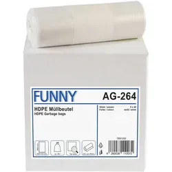Funny HDPE Müllbeutel 90L, 360 Stück - Hochwertige 90L Müllbeutel aus starkem HDPE, ideal für hygienische Entsorgung in Büros, Schulen und Kliniken. Starker Schutz für leichte Abfälle, perfekt für vielseitige Anwendungen.