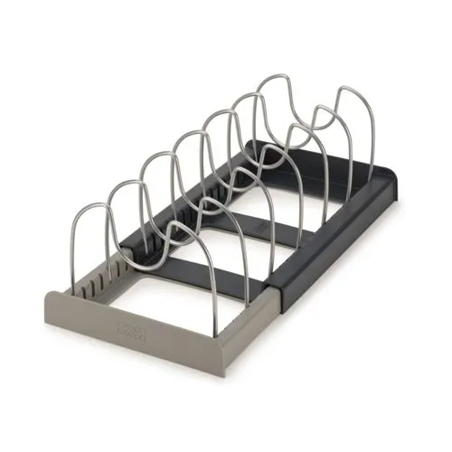 Joseph Joseph Erweiterbarer Organizer für 6 Deckel oder Pfannen - Organizer für Zuhause mit 7 einstellbaren, kratzfreien Drahtteilern für einfachen Zugriff und optimale Lagerung von Pfannen und Deckeln, verstellbar von 30,5 cm bis 56 cm.