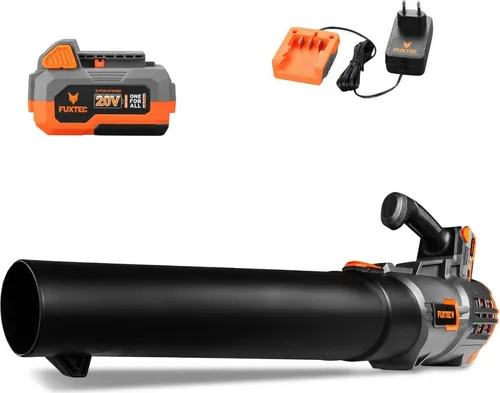 FUXTEC 20V Akku Laubbläser FX-E1LB20 SET 1 - inkl. 2x 2Ah Akku und 2,4A Ladegerät, super leicht und leise für unkompliziertes Arbeiten im Garten