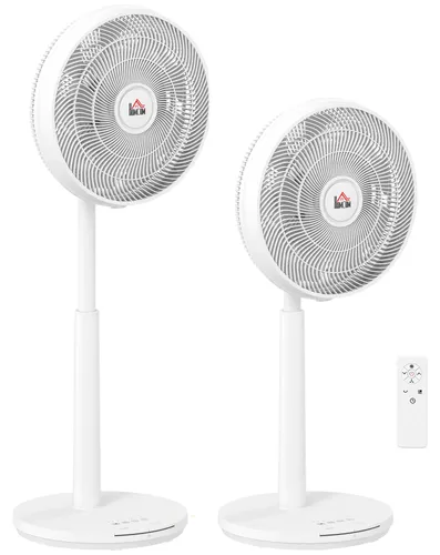 HOMCOM Standventilator mit Fernbedienung, 110 cm, Weiß - Genießen Sie erfrischende Kühlung mit dem HOMCOM Standventilator! Der leise DC-Motor, drei Modi und 12 Geschwindigkeiten sorgen für individuellen Komfort. Ideal für jeden Raum dank schwenkbarer Funktion und einstellbarer Höhe.
