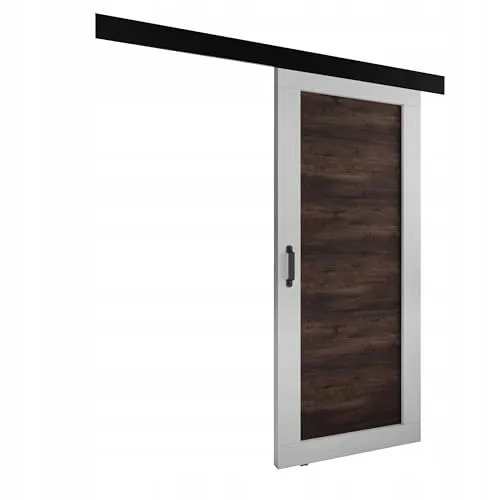 PALADIO 1 Wandschiebetür mit Blende weiß + Schwarz 80