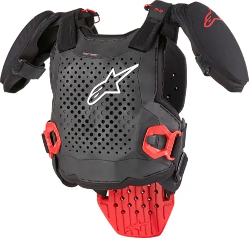 Alpinestars A-5 S Protektorenweste Level-2 für Jugendliche - Schwarz/Rot/Weiß - S/M - Schutzweste für Jugendliche mit hochbelüftetem Design für optimalen Komfort, inklusive Level 2 zertifizierten Protektoren für Brust, Rücken, Schulter und Ellenbogen.