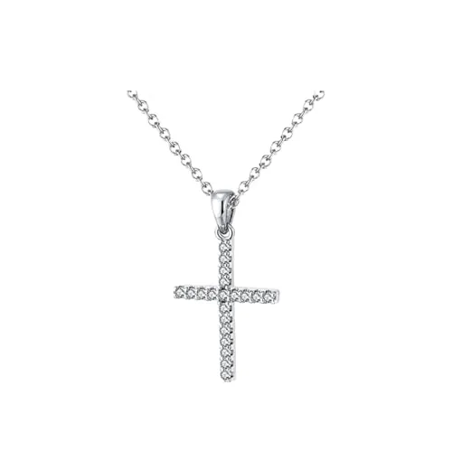 Suzan Gold® 925 Silber Kreuzkette für Damen mit Zirkonia Kreuzanhänger | Zeitloser Schmuck Gloryline aus Sterling Silber | Wasserfest, nickelfrei & schöne Geschenkidee für Frauen