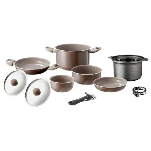 Brunner Chocolate Kochtopfset, Aluminium, 10-teilig - Hochwertiges 10-teiliges Kochtopfset aus leichtem Aluminium, ideal für vielseitiges Kochen und einfaches Reinigen.