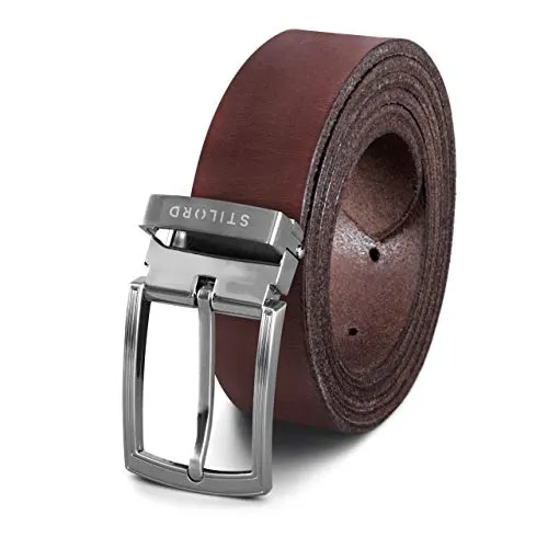 STILORD Vintage Echtleder Gürtel Herren Damen Retro Kürzbar Universal Ledergürtel Büffelleder, Farbe:cresto - braun | Schnalle gebürstet - silbern I, Größe:Universal 80-130 cm