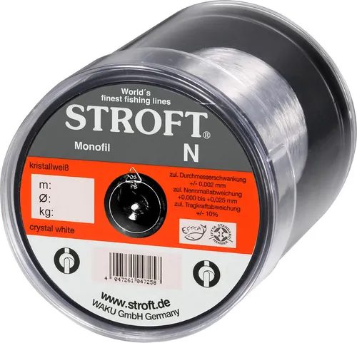 STROFT N Monofile Angelschnur 500m 0,400mm - Hochwertige Angelschnur mit 10kg Tragkraft, ideal für alle Angelarten. Die STROFT N überzeugt durch Geschmeidigkeit und Zuverlässigkeit, perfekt für Freizeit- und passionierte Angler.