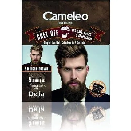 Delia Cosmetics Cameleo - Hair Paint For Men Middle Brown. No Gray Hair. Good Coverage. 2x15ml (Light Brown Grey Off) (40185693)