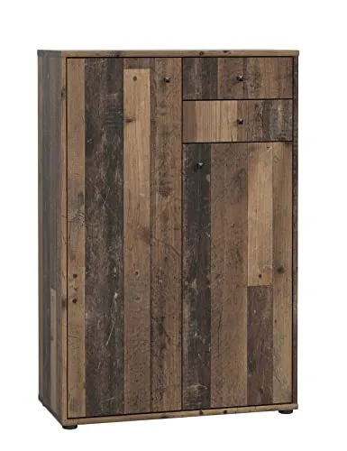 FORTE TEMPRA 2 Kommode – Vintage Holzdekor - Kommode mit 2 Türen und 2 Schubladen, pflegeleicht und einfach montierbar, ideal für stilvolle Wohnräume