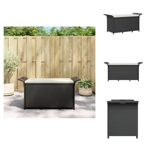 vidaXL Gartenbank mit Kissen Schwarz 116x46x57 cm Poly Rattan - Gartenbänke