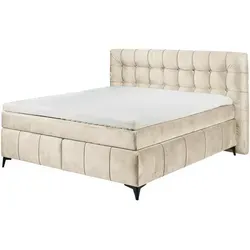 Modante Boxspringbett, Creme, Textil, H3 + H4, 7-Zonen, Höhe ca. 16 cm, 180x200 cm, gepolstertes Kopfteil, Federkernmatratze, Topper durchgehend, Schlafzimmer, Betten, Doppelbetten