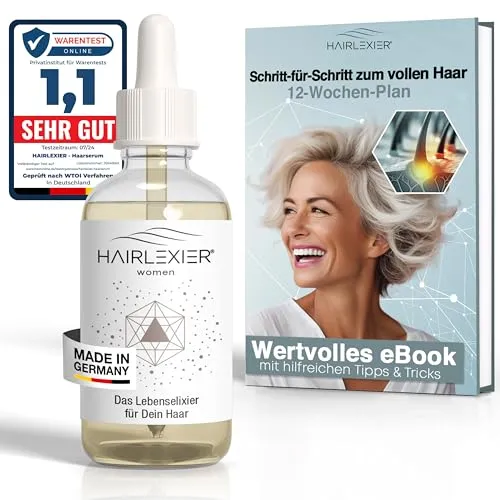 Hairlexier Haarwuchsmittel für Frauen – Natürliches Haarserum mit Rosmarinöl - Haarwuchs Behandlung mit 100% natürlichen Inhaltsstoffen, fördert das Haarwachstum und stärkt die Haarwurzeln – vegan, bio-zertifiziert und inklusive Workbook für optimale Ergebnisse.