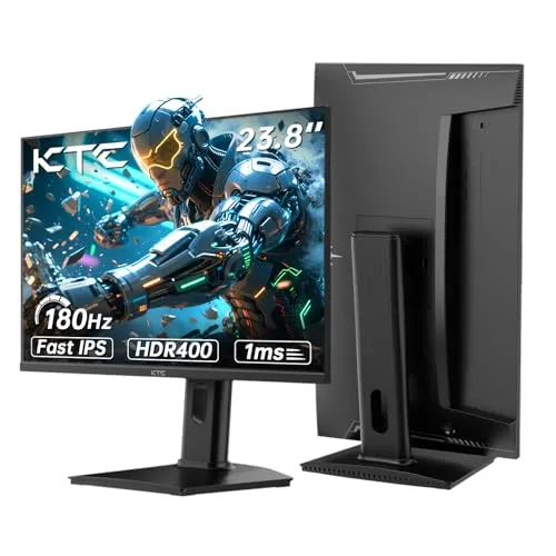 KTC Gaming Monitor, Bildschirm 24 Zoll QHD 2K@180Hz / 144Hz mit Fast IPS Panel,1ms, HDR 400, Adaptive Sync, 400 cd/m² Helligkeit, Verstellbarer Ständer für vertikale und VESA (100x100 mm)