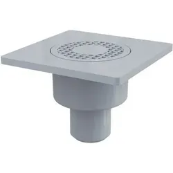 Alcadrain - Bodenablauf 150×150/50 Mm Mit Einem Senkrechten Abgang, Rost Grau, Geruchsverschluss Mit Sperrwasser