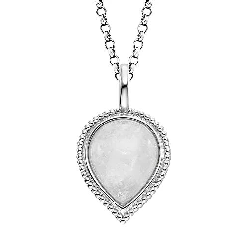 Engelsrufer Damen Halskette mit Mondstein Anhänger - Ketten für Damen, edle Tropfenform mit schimmerndem Mondstein, längenverstellbar und nickelfrei – ideal für Allergiker.