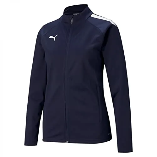 PUMA Damen Teamliga Training Jacket Sweater, Peacoat-Puma White, M EU - Sportjacke aus recycelten Materialien mit PUMA's dryCELL Technologie für optimalen Feuchtigkeitstransport und trockenen Tragekomfort.