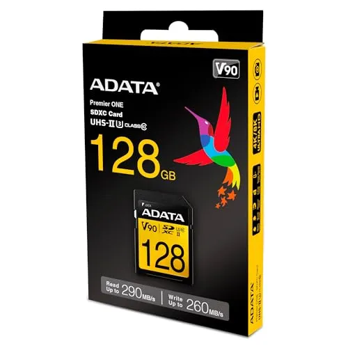 ADATA Premier ONE 128 GB - Hochgeschwindigkeits Flash-Speicherkarte - Speicherkarten, 128 GB UHS-II U3, ideal für 4K-Videos und schnelles Speichern von Daten