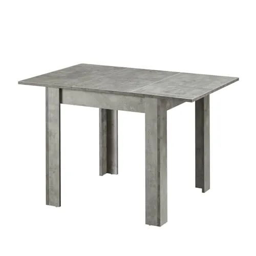 B&D home Esstisch LIVIUS, ausziehbar 80-120x80cm - Moderner Esszimmertisch in Beton Optik, flexibel erweiterbar für kleine Räume und spontane Gäste, pflegeleichte melaminbeschichtete Oberfläche.
