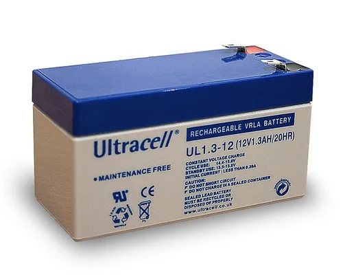 Ultracell Bleiakku 12 V, 1,3 Ah (1.3-12) Faston (4,8 mm) Bleiakku, VdS AKKU 12-1,3 (UL1.3-12) Ultracell