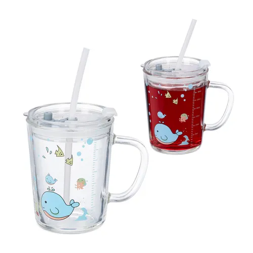 Kindergläser Kinder Trinkbecher 400 ml Kindergläser Set Henkelglas Kinder