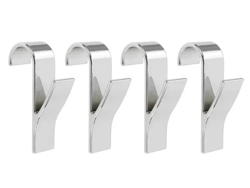 Wenko 4er-Set Handtuchhaken Silber - Praktische Türhaken - Set mit 4 verchromten Handtuchhaken aus robustem Kunststoff, ideal zum Einhängen an Türen. Funktional und dekorativ für jedes Badezimmer oder Gäste-WC.