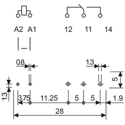 FIN 34.51.7L 12V - Schmales Netzrelais, 5 mm, liegend