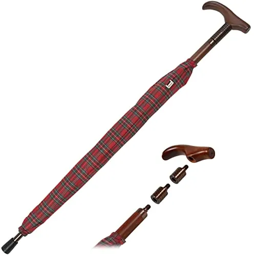 iX-brella Stützschirm höhenverstellbar mit Holzgriff in rot von iX-brella