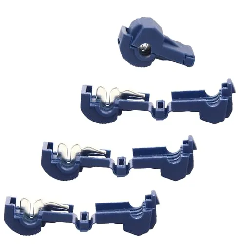 ECENCE Anschlussklemmen für Mähroboter Begrenzungskabel Ladestation 4er Set T-Abzweigverbinder, Schnellverbinder, Stromdieb, kompatibel mit Husqvarna, Gardena, Worx, Yard Force Blau