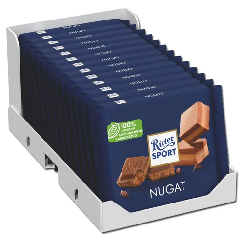 Ritter Sport Nugat 13 x 100g - Feine Schokolade mit cremigem Nugat, ideal für Schokoladenliebhaber und perfekt zum Teilen oder Genießen.