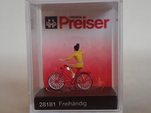 Preiser Freihändige Radfahrerin Freizeit Akrobat 28181 H0 1:87 OVP Einzelfig