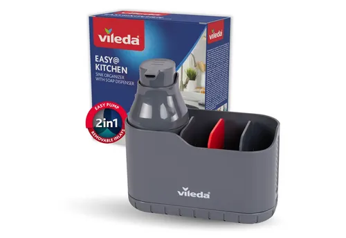 Vileda Küchenorganizer-Set Spülbeckenorganizer mit Seifenspender Polypropylen, (Set, Set), mit Seifenspender für Schwämme & Bürsten