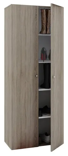 VCM my home Schuhschrank Vandol I, sonoma-eiche - Flügeltürenschrank aus Holz, mit 4 höhenverstellbaren Fachböden für optimalen Stauraum und Ordnung im Eingangsbereich.