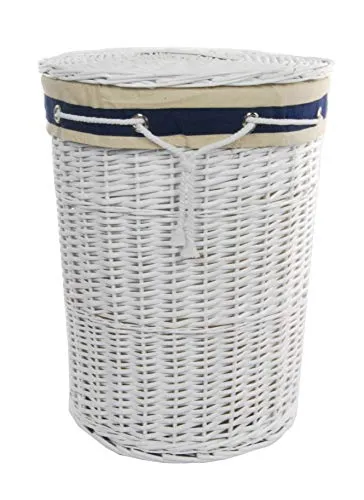 DVier Wäschekorb Wäschesammler Wäschetruhe mit Deckel Bezug D.46 H.62 Marinen