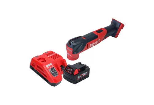 Milwaukee M18 FMT-501 Akku-Multifunktionswerkzeug mit 5,0 Ah Akku - Kraftvolles Multitool für vielseitige Anwendungen, inkl. Zubehör und LEDs für präzises Arbeiten auch bei schlechten Lichtverhältnissen.