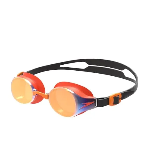 Speedo Unisex Kinder Hydropure Schwimmbrille | Schnelltrocknend | Training | Fitness | Chlorbeständig Schwimmbrille, Schwarz/Mango/Gold, Einheitsgröße