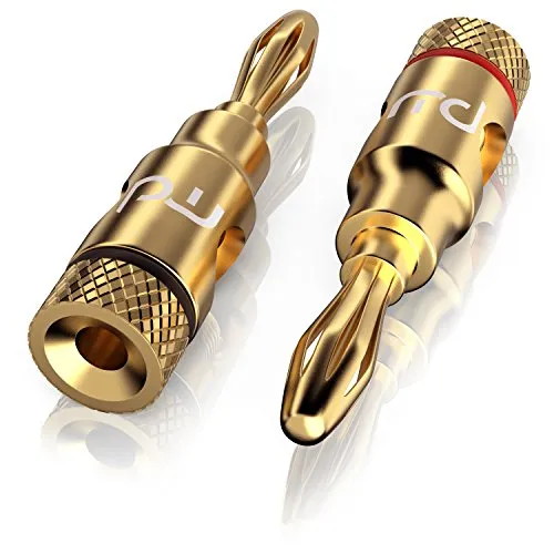 CSL - 2X High End Bananenstecker HiFi Lautsprecherstecker - für Lautsprecherkabel bis 6,8mm - vergoldete Kontakte - optimale Signalübertragung Einwandfreie Tonqualität