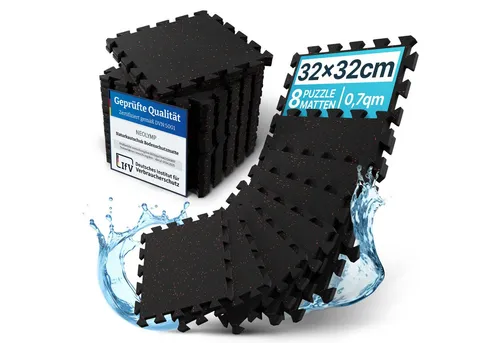 NEOLYMP Whirlpoolmatte Robuste Bodenschutzmatte - Fitness - Schutzmatte Boden - Fitnessmatte, (8 Puzzlestücke inkl. Randteile, 8 Schutzmatten Pool inklusive Randstücke - Puzzletechnik Poolboden), Schützt deinen Pool, Vollgummi Matte, Studioqualität, Anti-Rutsch