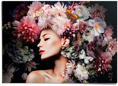 Reinders! Poster Frau mit Blumenhut in pink von Reinders!