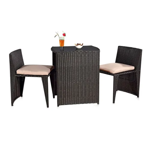 Mucola Gartenmöbel 3er Set - Elegante Polyrattan Sitzgarnitur - Gartenmöbel-Set aus hochwertigem Polyrattan mit platzsparendem Design. Ideal für Balkon oder Terrasse, inklusive abnehmbarer, waschbarer Kissen für maximalen Komfort.