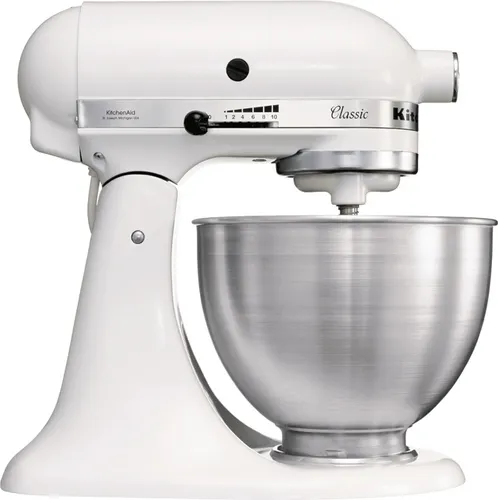 KitchenAid 5K45SSEWH Küchenmaschine - Leistungsstarker Standmixer in Weiß - Küchenmaschinen mit robustem Ganzmetallgehäuse und 10 Geschwindigkeitsstufen für präzises Mixen. Ideal für kreative Kochabenteuer und vielseitige Zubereitung.