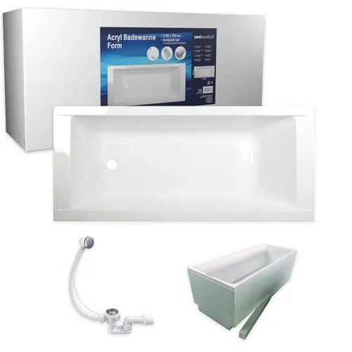 sanicomfort Badewannenset 170x75 cm - Sanitäranlagen & Zubehör - Hochwertiges Acryl-Badewannenset mit modernem Design, einfache Installation und hervorragende Wärmedämmung für ein entspanntes Badeerlebnis.