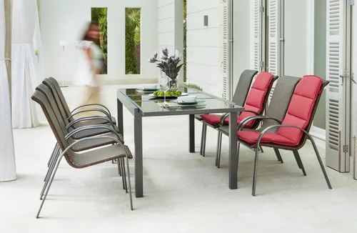 MERXX Garten-Essgruppe Côte d´Azur - Das stilvolle MERXX Gartenmöbelset »Côte d´Azur« bietet Platz für acht Personen und ist ideal für gesellige Abende im Freien. Mit wetterfestem Aluminiumgestell und langlebigem Polyrattan ist es perfekt für jeden Anlass.