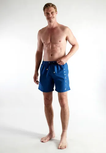 bugatti Badeshorts Basic mit Logodruck und Kordelzug in Blau