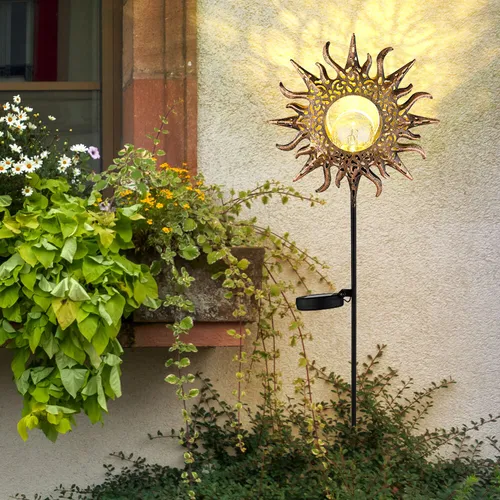 Solar Gartenstecker LED Glaskugel Crackle Außenleuchte - Wetterfeste Solarleuchte mit Crackle-Glas für stimmungsvolle Beleuchtung im Garten. Ideal für Hof und Terrasse, schafft warmes Licht und setzt stilvolle Akzente.