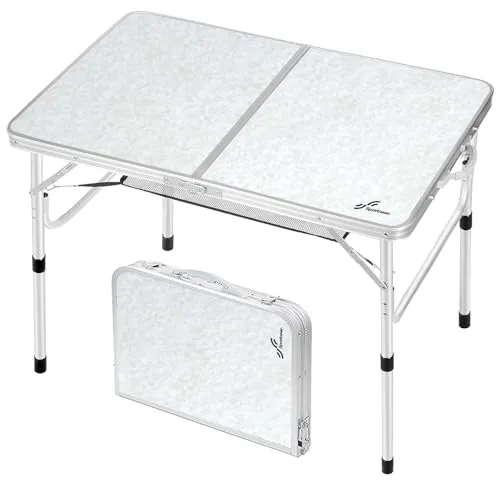 Sportneer Klappbarer Campingtisch, höhenverstellbar, Kleiner Klapptisch, tragbare Campingtische (59,9 cm L x 39,9 cm B (2 Höhen)) mit Netzschicht für Outdoor