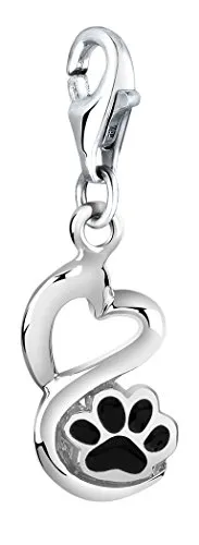 Nenalina Pfoten Karabiner Charm Anhänger aus 925 Sterling Silber - Clasp Charms für Damen, stilvoller Pfoten-Anhänger mit Karabinerhaken, ideal für kreative Kombinationsmöglichkeiten auf Bettelarmbändern und Ketten.